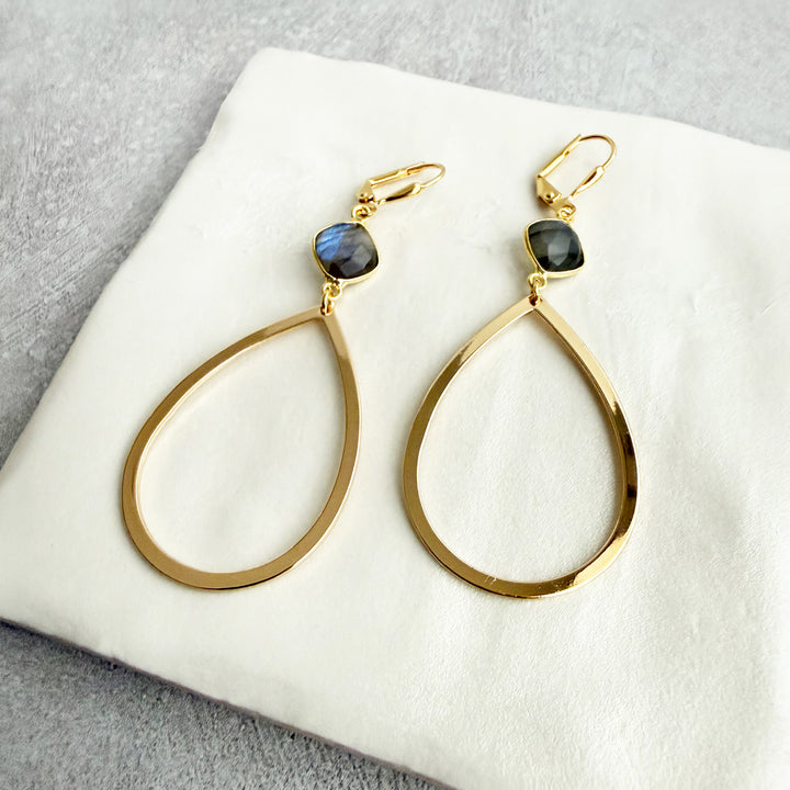 Labradorite Teardrop Statement Earrings