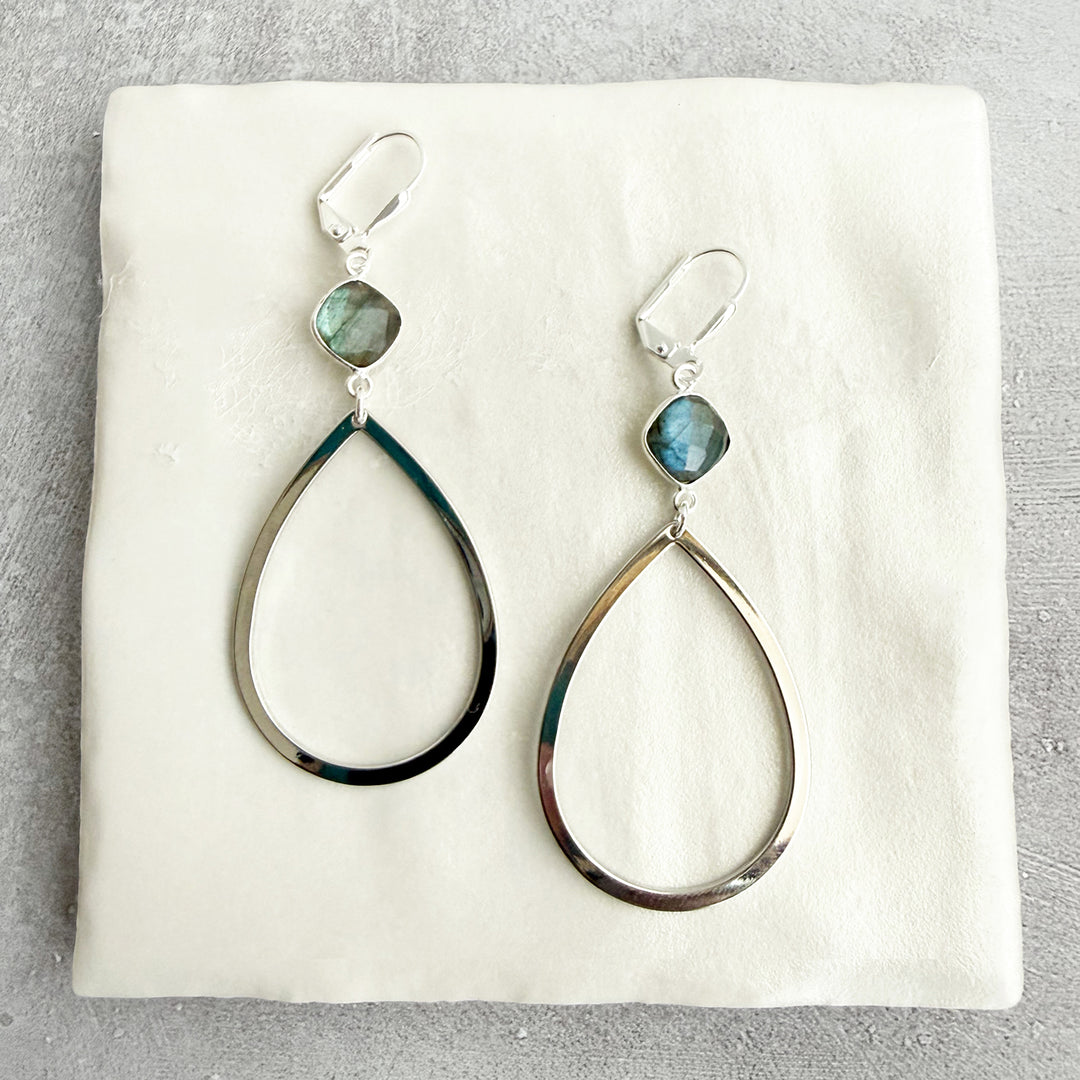 Labradorite Teardrop Statement Earrings