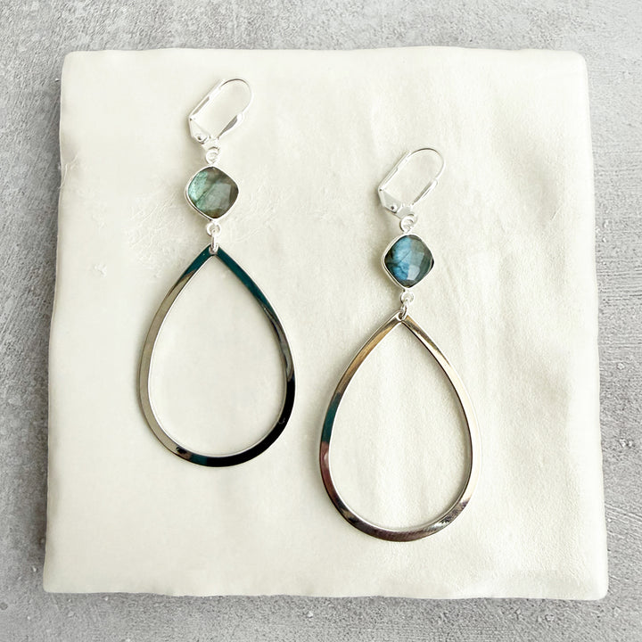 Labradorite Teardrop Statement Earrings