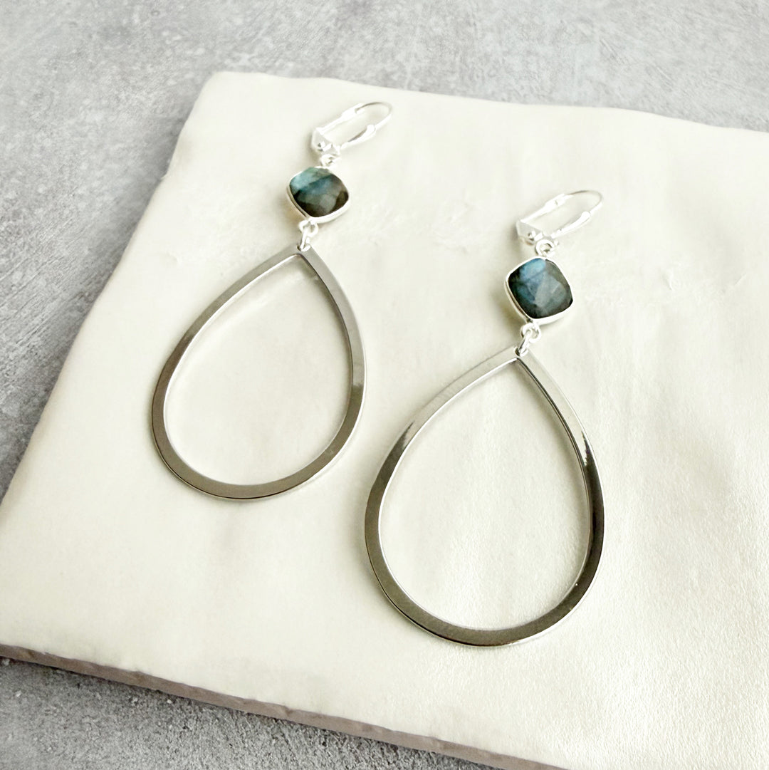 Labradorite Teardrop Statement Earrings