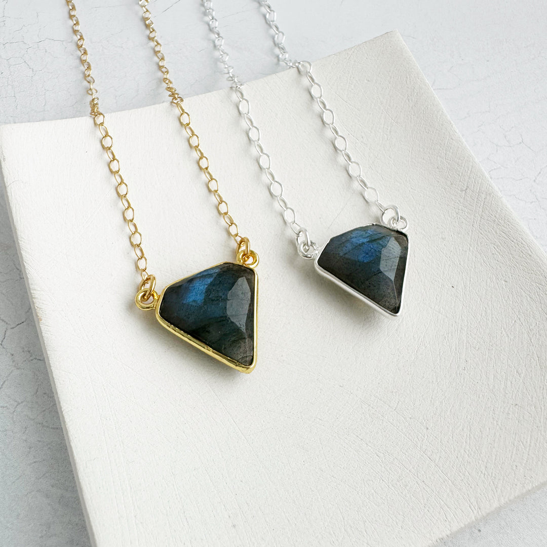 Labradorite Triangle Bezel Necklace