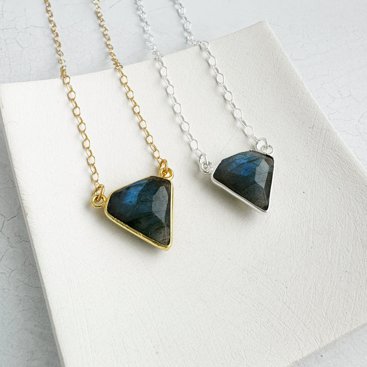 Labradorite Triangle Bezel Necklace