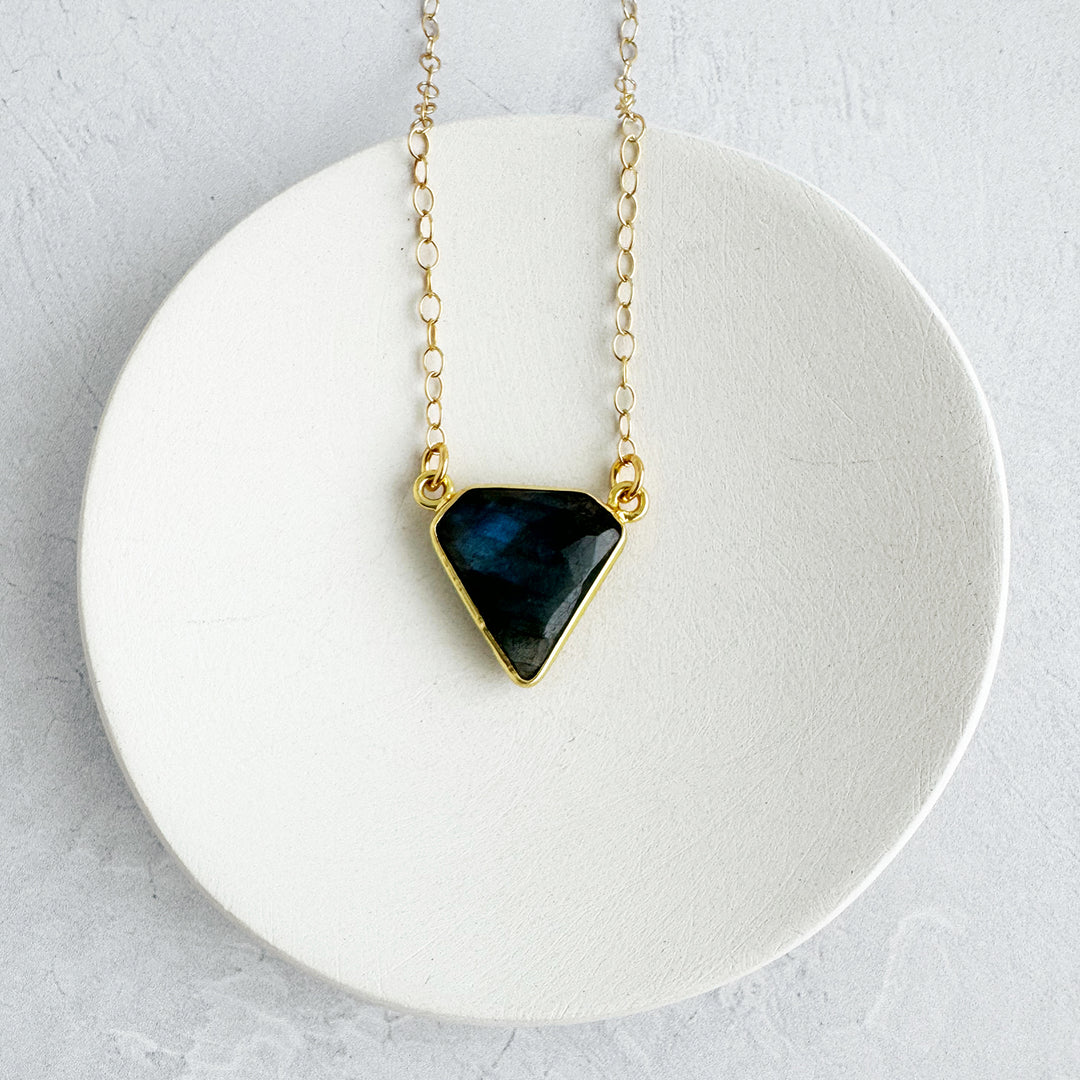 Labradorite Triangle Bezel Necklace