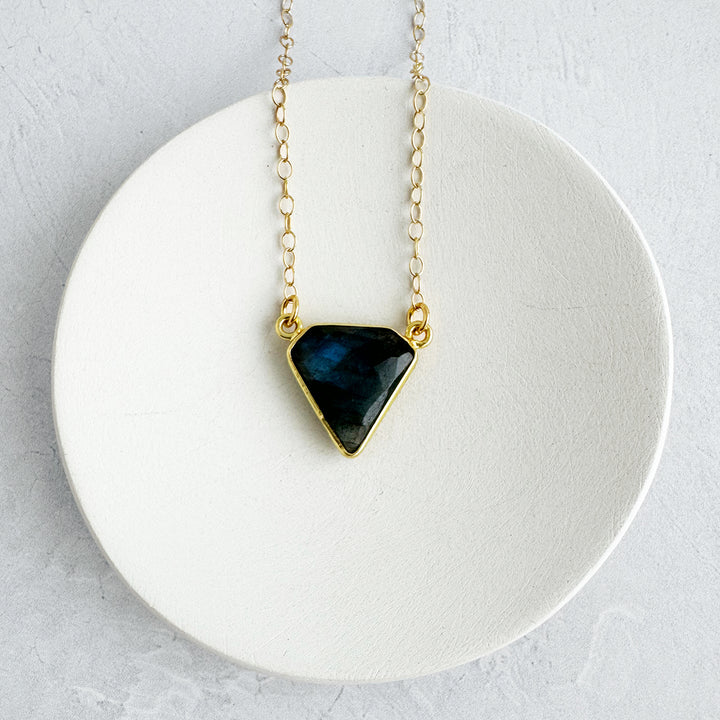 Labradorite Triangle Bezel Necklace
