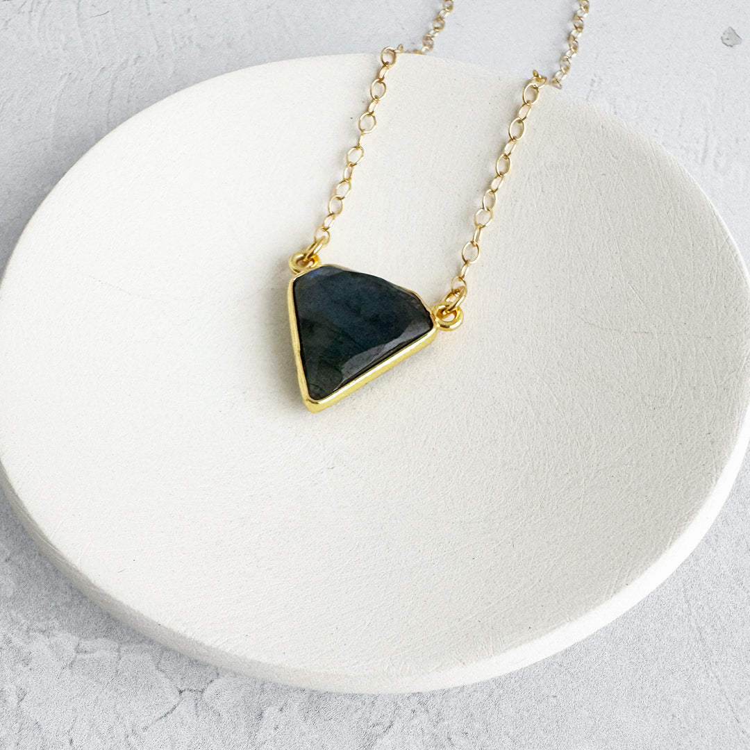 Labradorite Triangle Bezel Necklace
