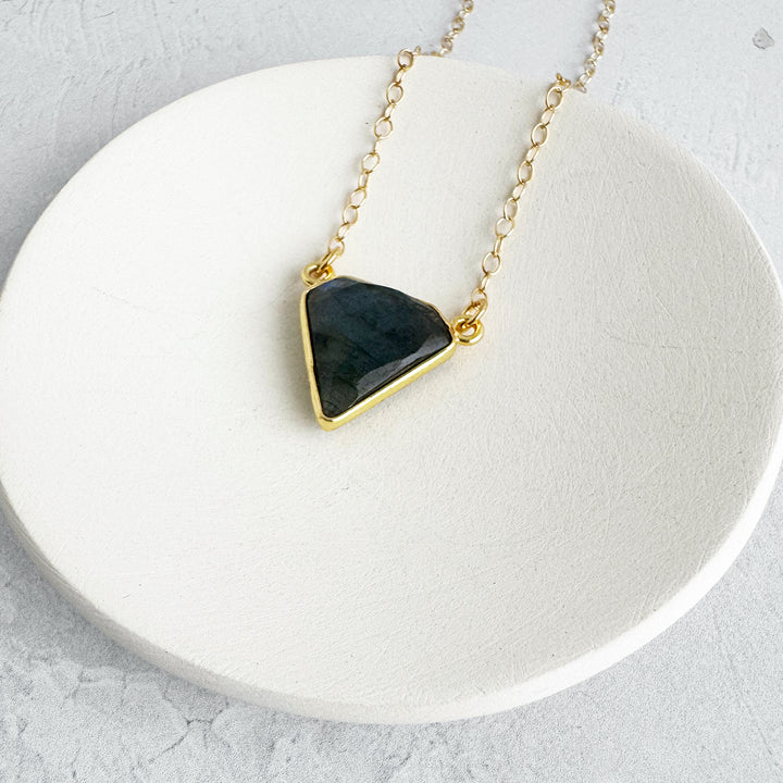 Labradorite Triangle Bezel Necklace
