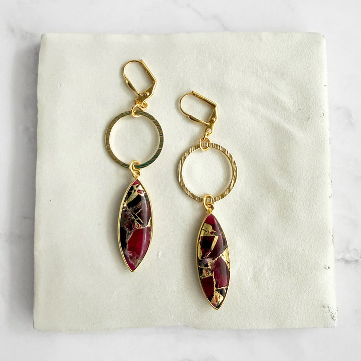 Mojave Marquise Hoop Dangle Earrings in Brushed Gold