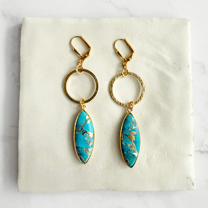 Mojave Marquise Hoop Dangle Earrings in Brushed Gold