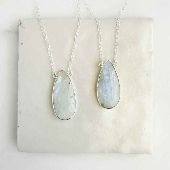 Moonstone Teardrop Bezel Statement Necklace