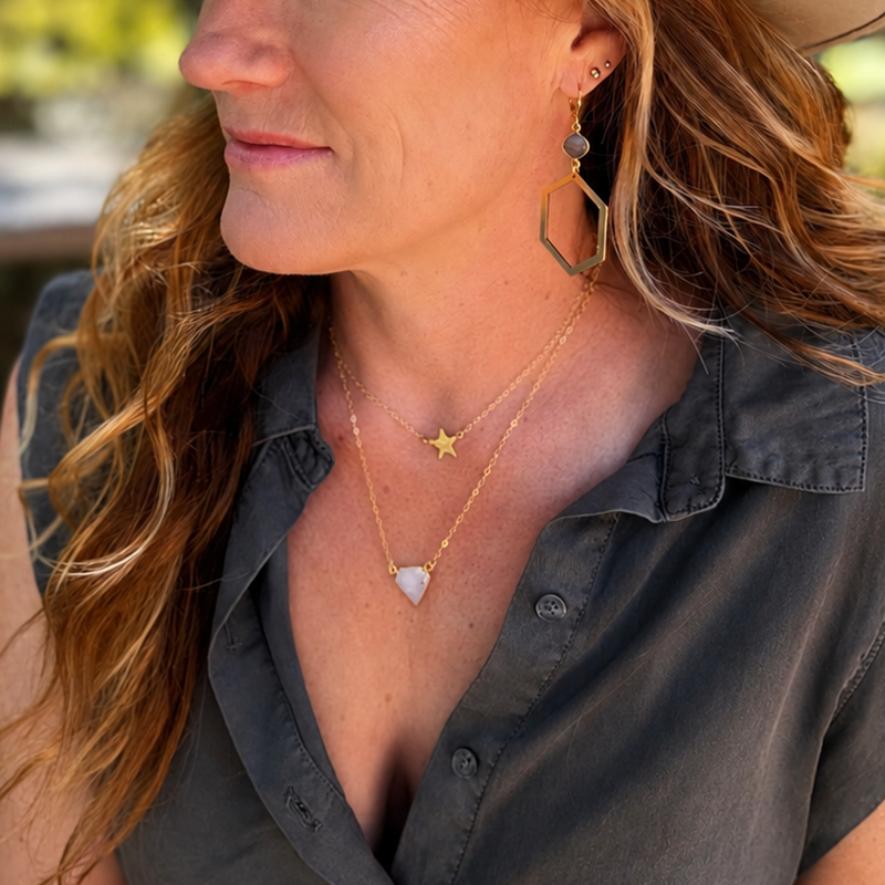 Moonstone Triangle Bezel Necklace