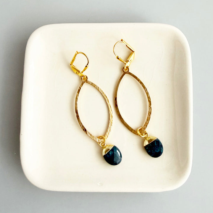 Apatite Marquise Dangle Earrings in Brushed Gold