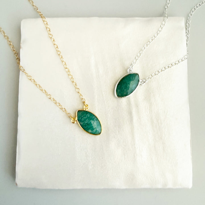 Amazonite Vertical Marquise Bezel Necklace