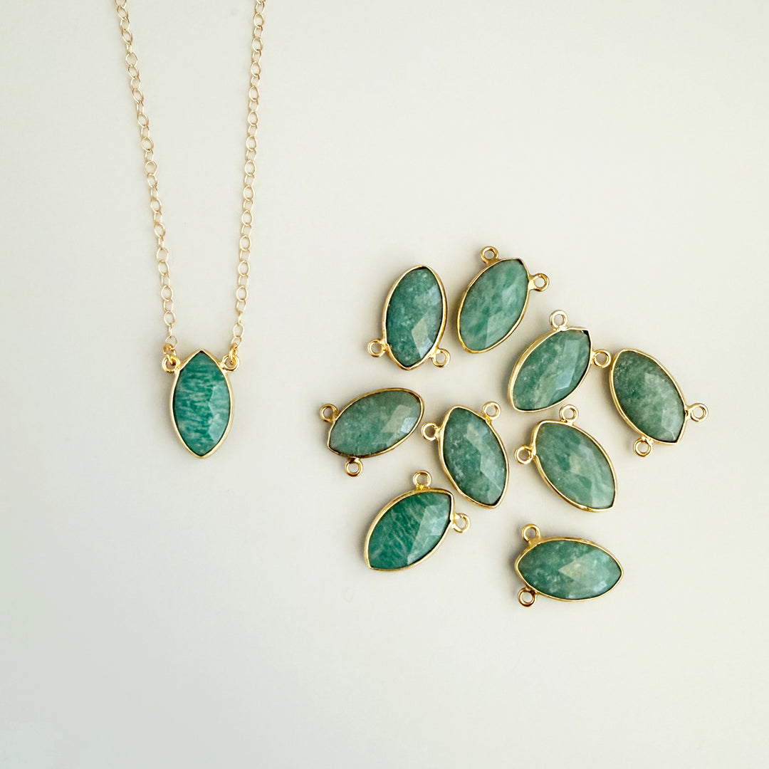 Amazonite Vertical Marquise Bezel Necklace