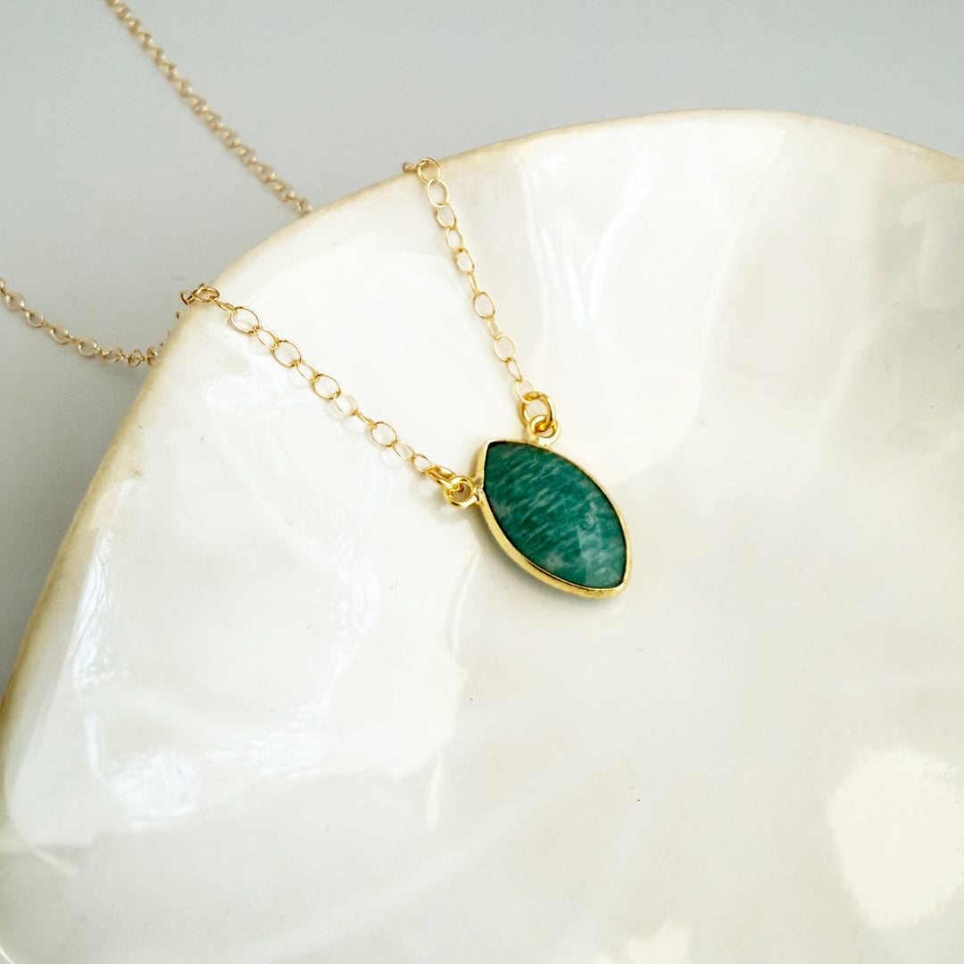 Amazonite Vertical Marquise Bezel Necklace