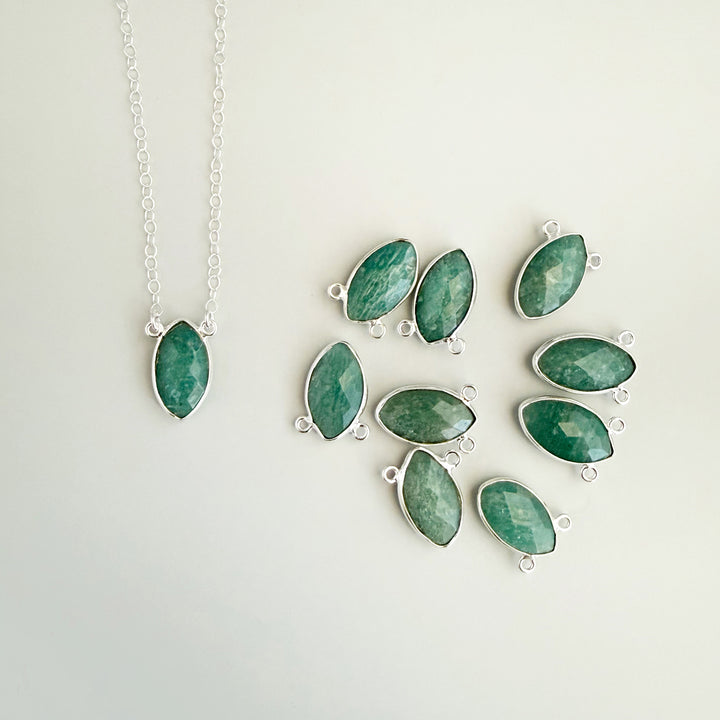 Amazonite Vertical Marquise Bezel Necklace