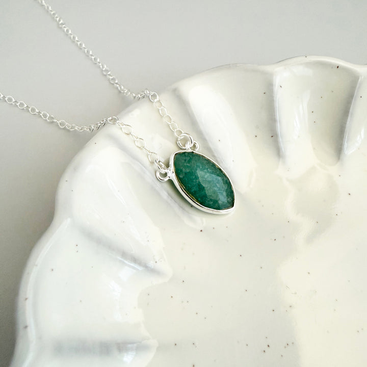 Amazonite Vertical Marquise Bezel Necklace