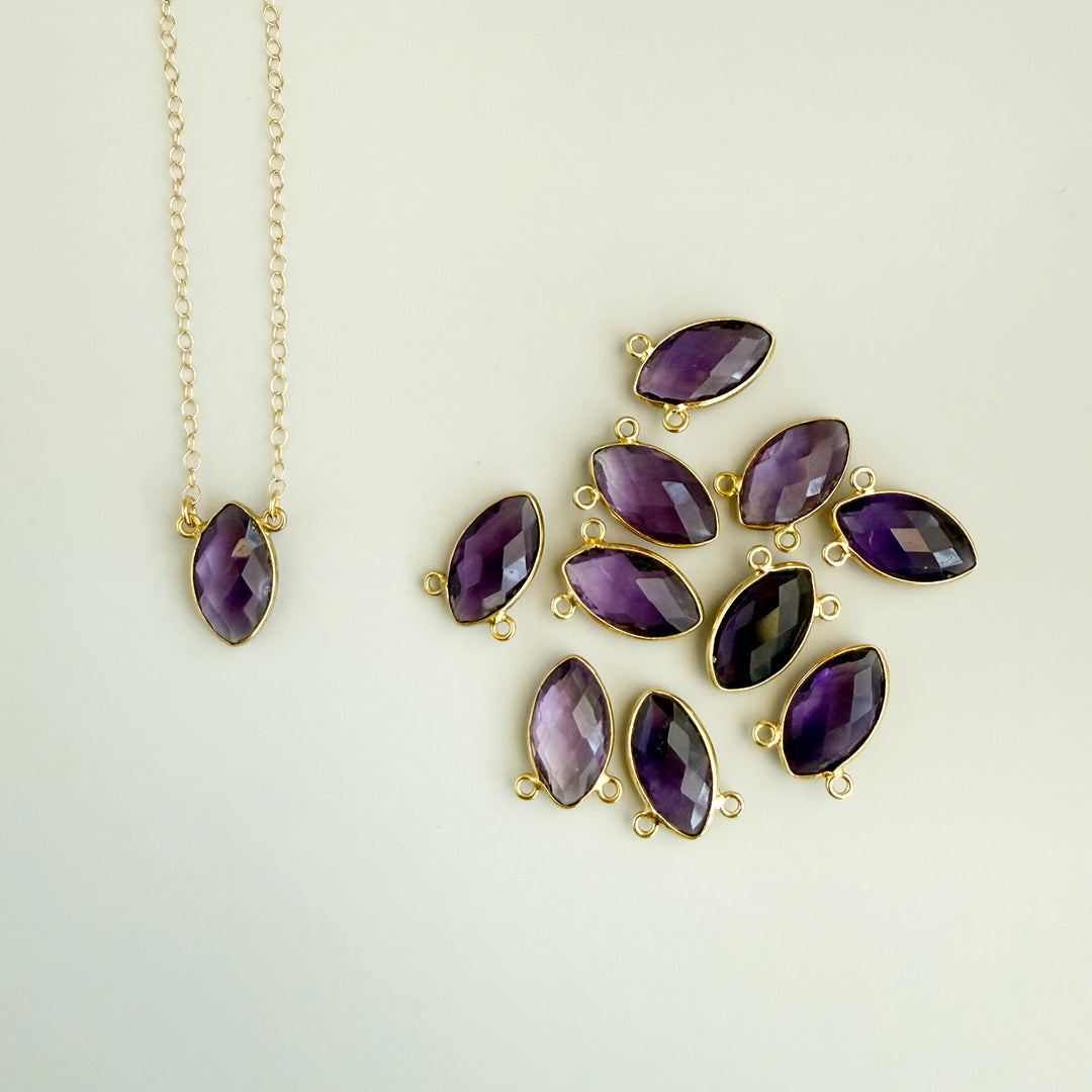 Amethyst Vertical Marquise Bezel Necklace