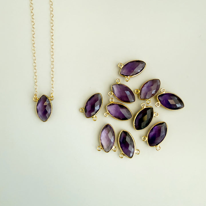 Amethyst Vertical Marquise Bezel Necklace