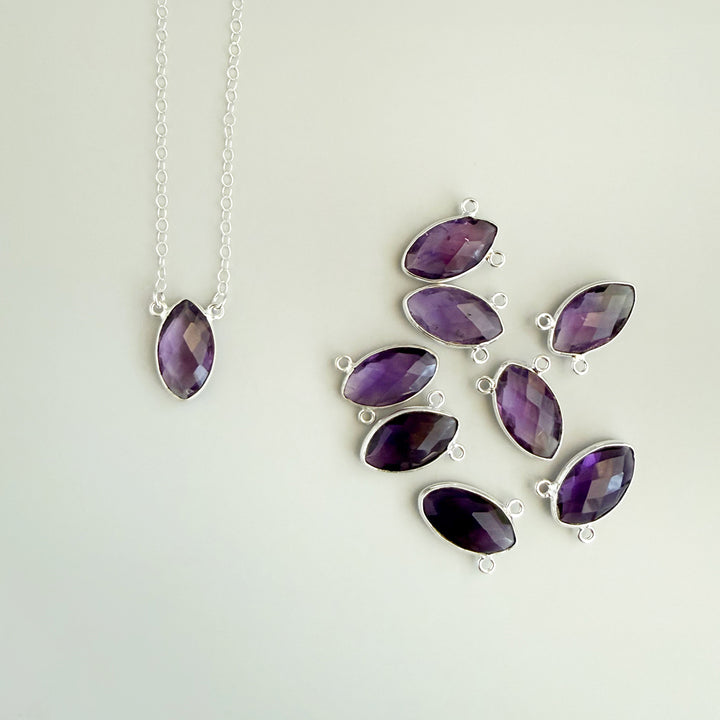 Amethyst Vertical Marquise Bezel Necklace