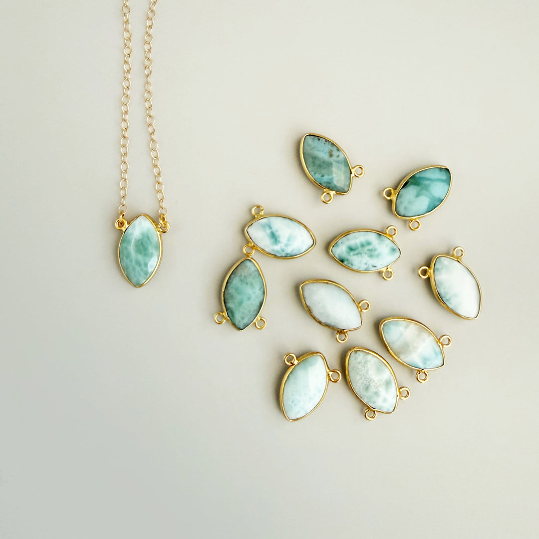 Larimar Vertical Marquise Bezel Necklace