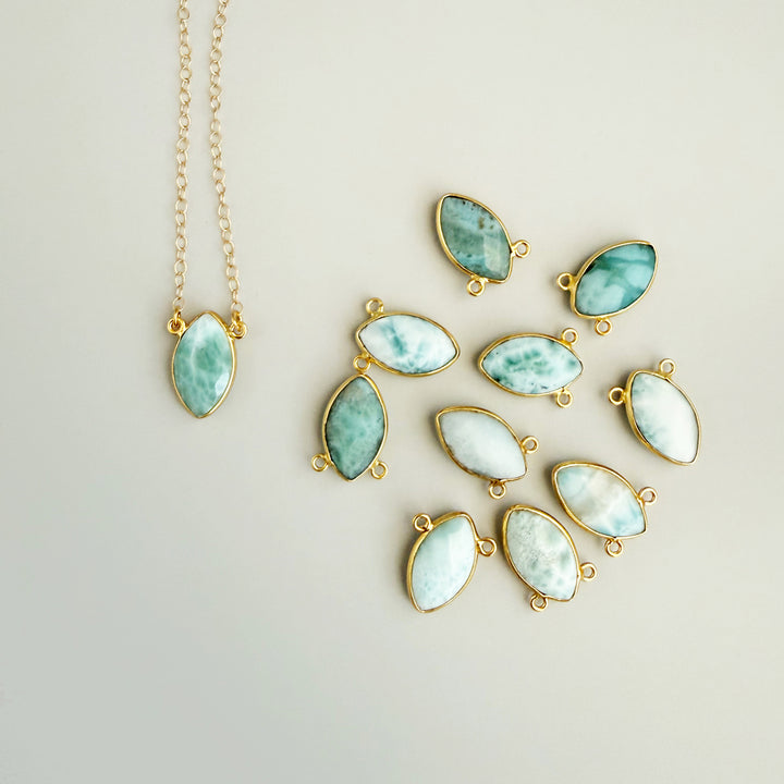 Larimar Vertical Marquise Bezel Necklace