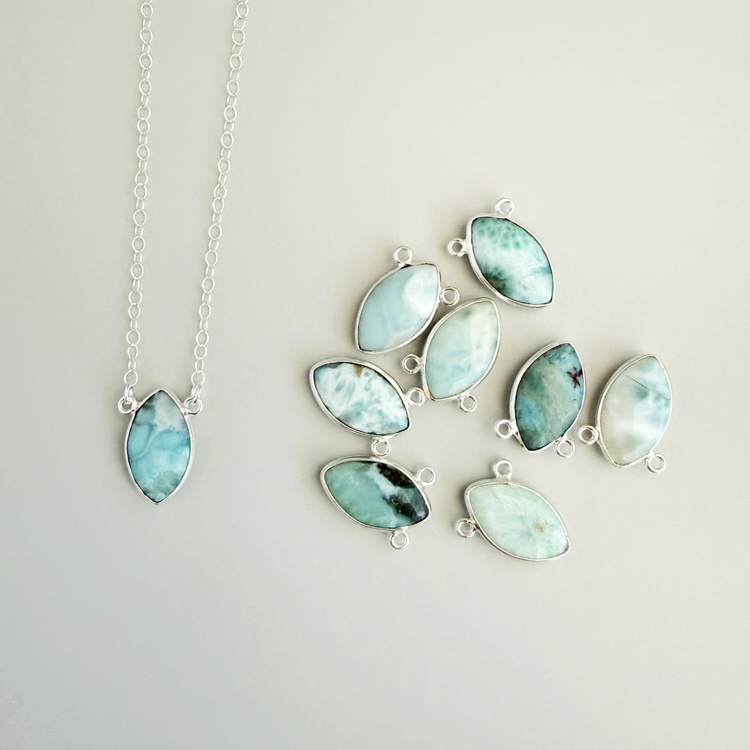 Larimar Vertical Marquise Bezel Necklace