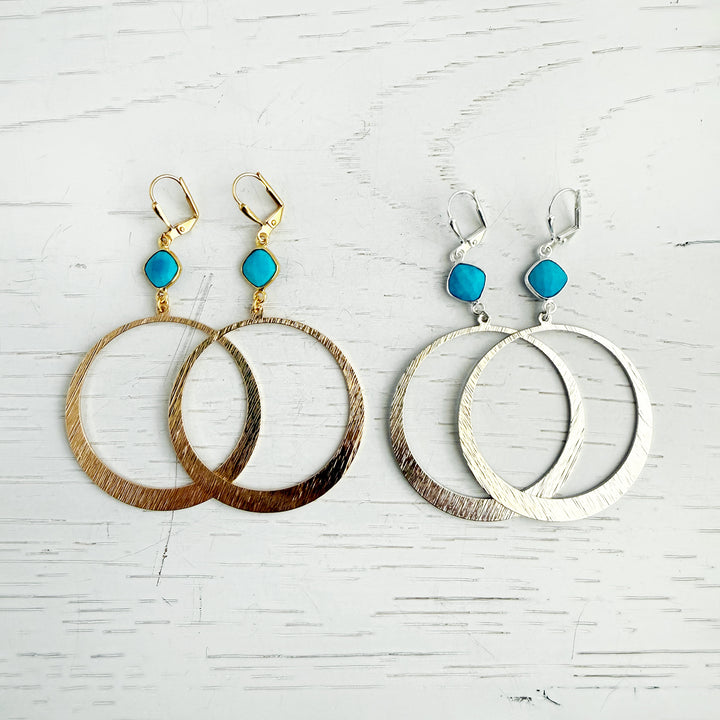 Large Turquoise Hoop Statement Earrings