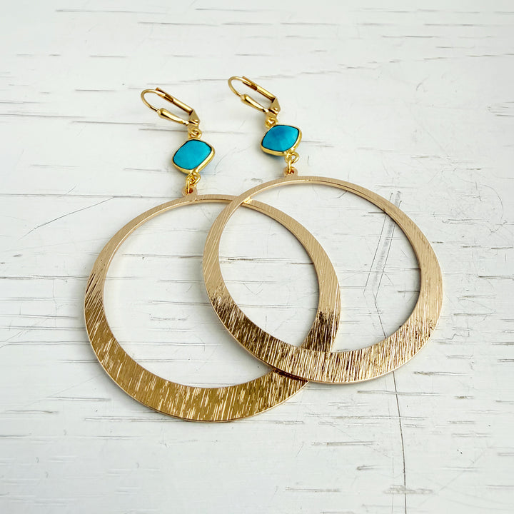 Large Turquoise Hoop Statement Earrings