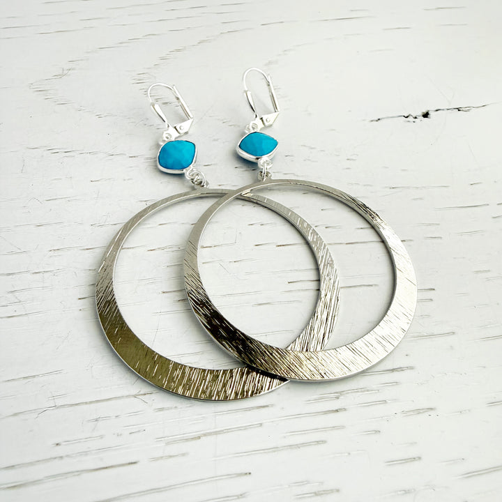 Large Turquoise Hoop Statement Earrings