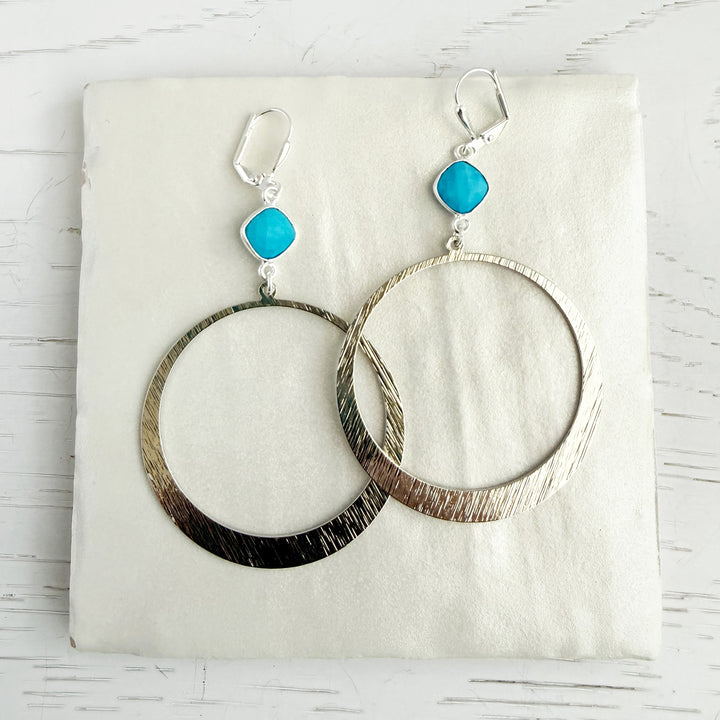 Large Turquoise Hoop Statement Earrings