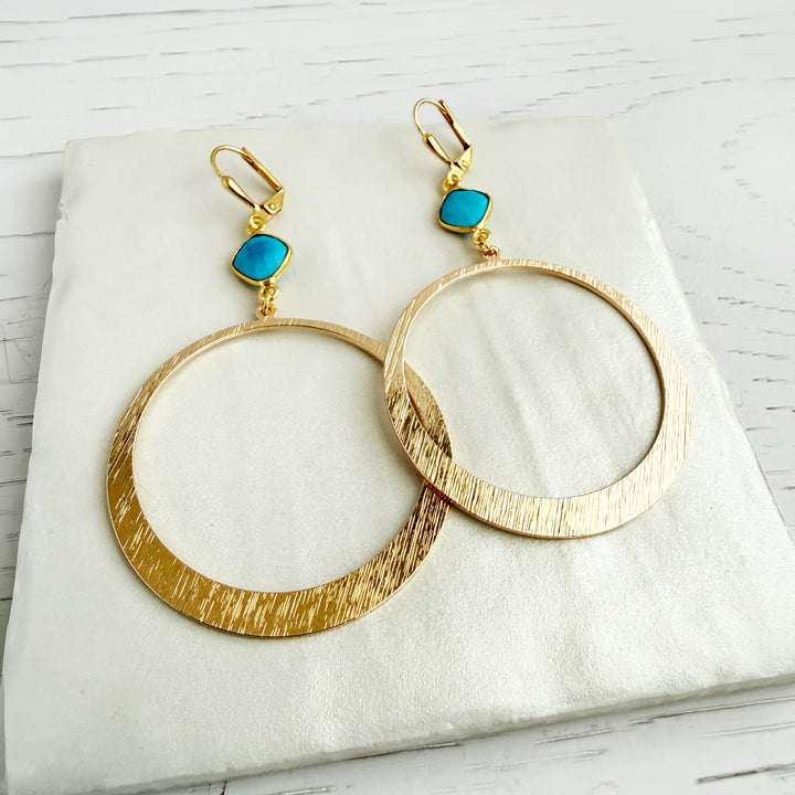 Large Turquoise Hoop Statement Earrings