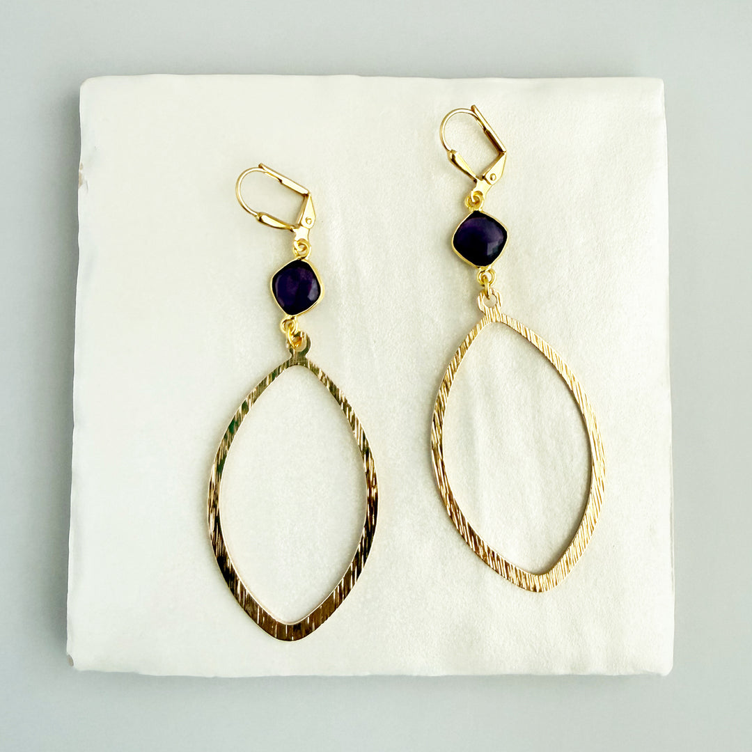 Amethyst Marquise Statement Earrings