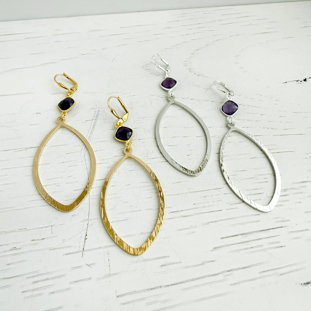 Amethyst Marquise Statement Earrings