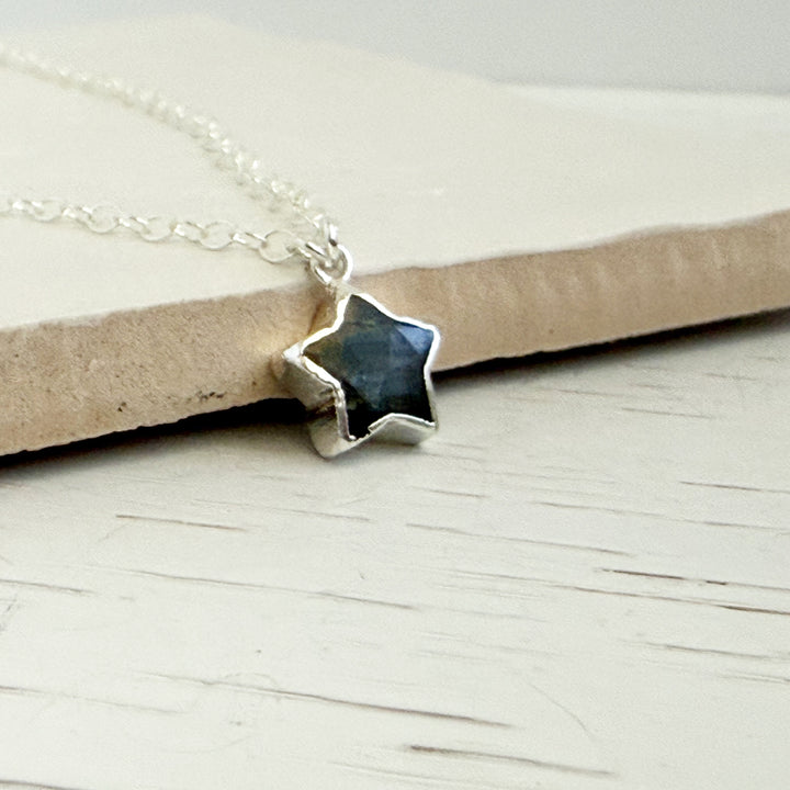 Dainty Labradorite Star Necklace in Sterling Silver