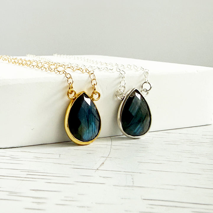 Labradorite Teardrop Bezel Necklace