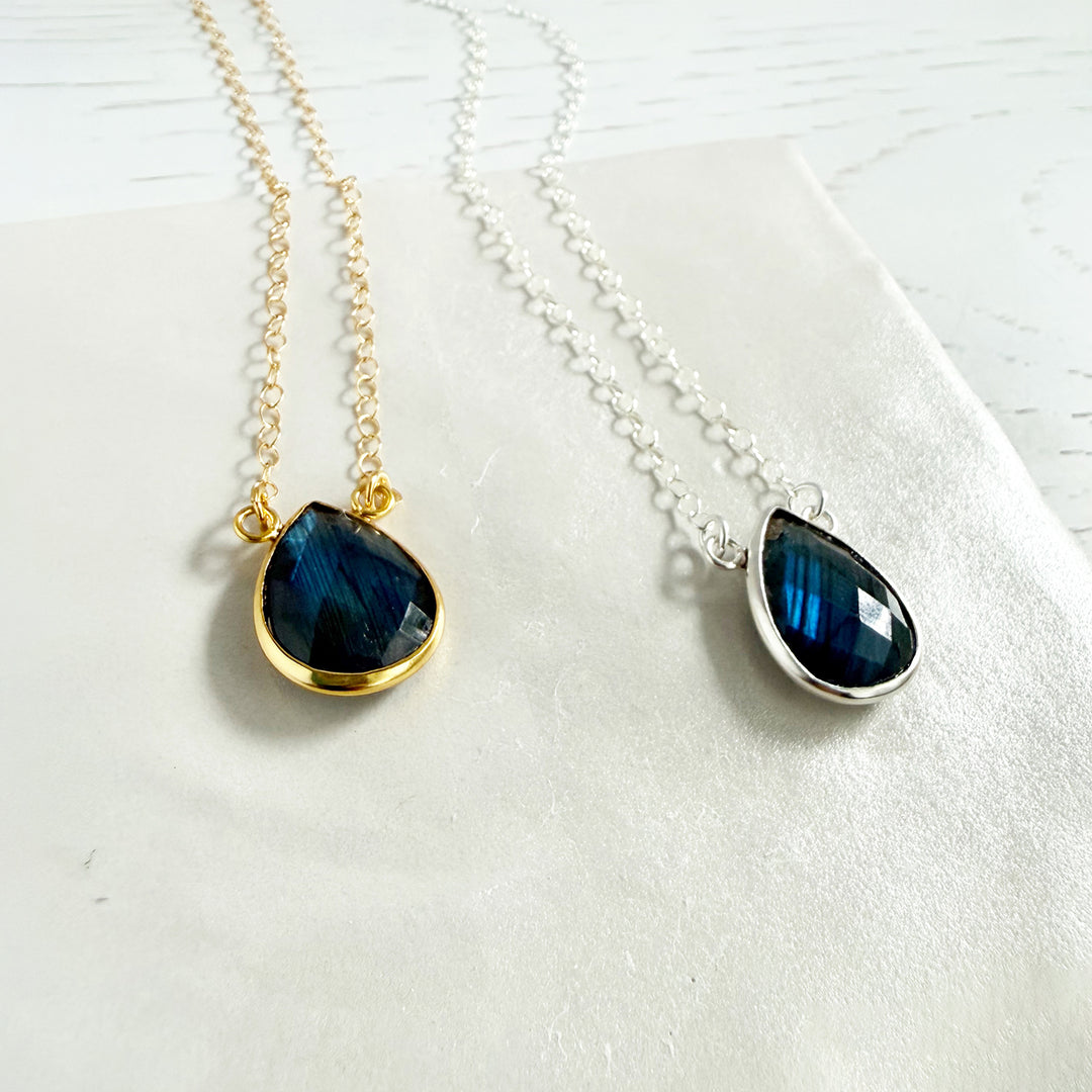 Labradorite Teardrop Bezel Necklace