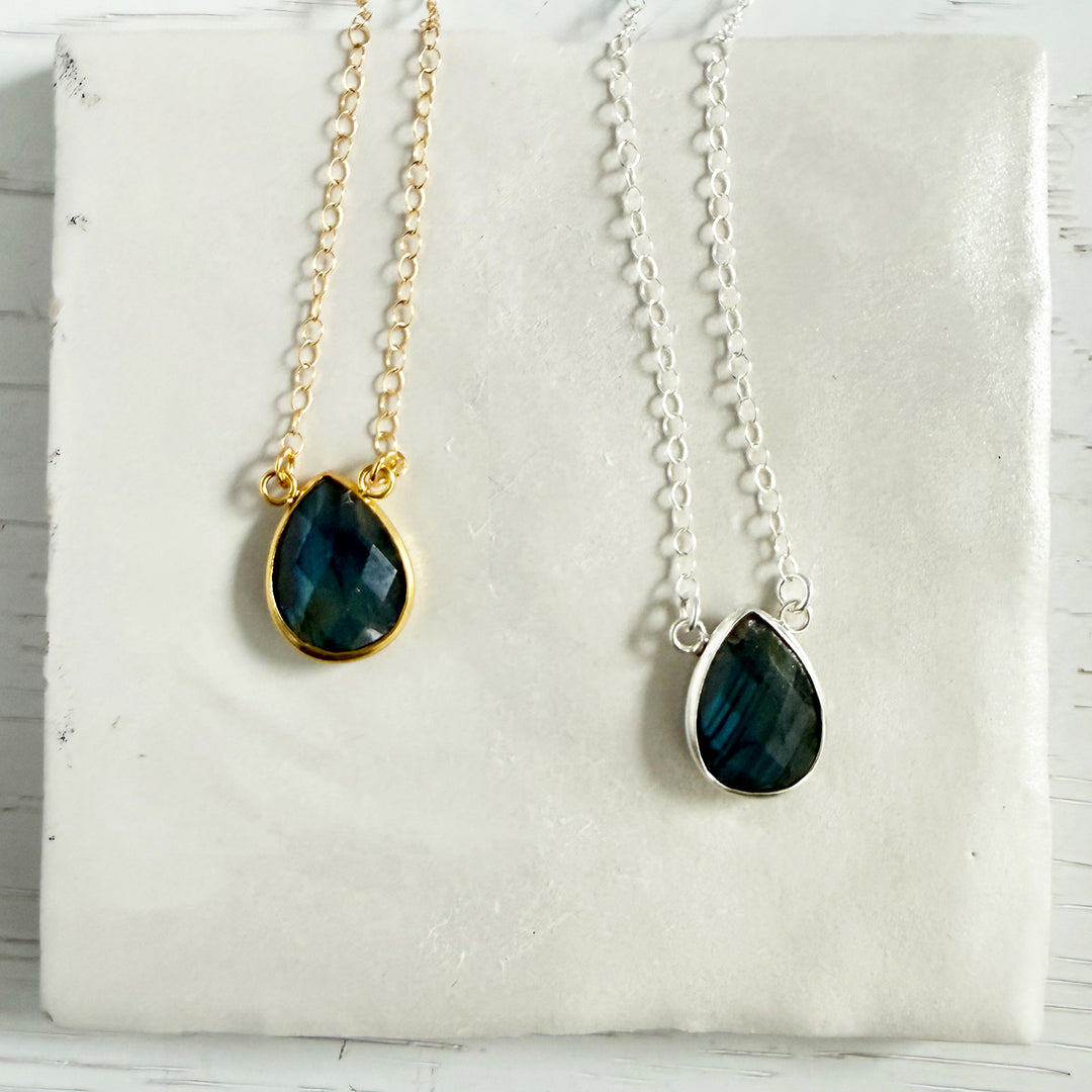Labradorite Teardrop Bezel Necklace