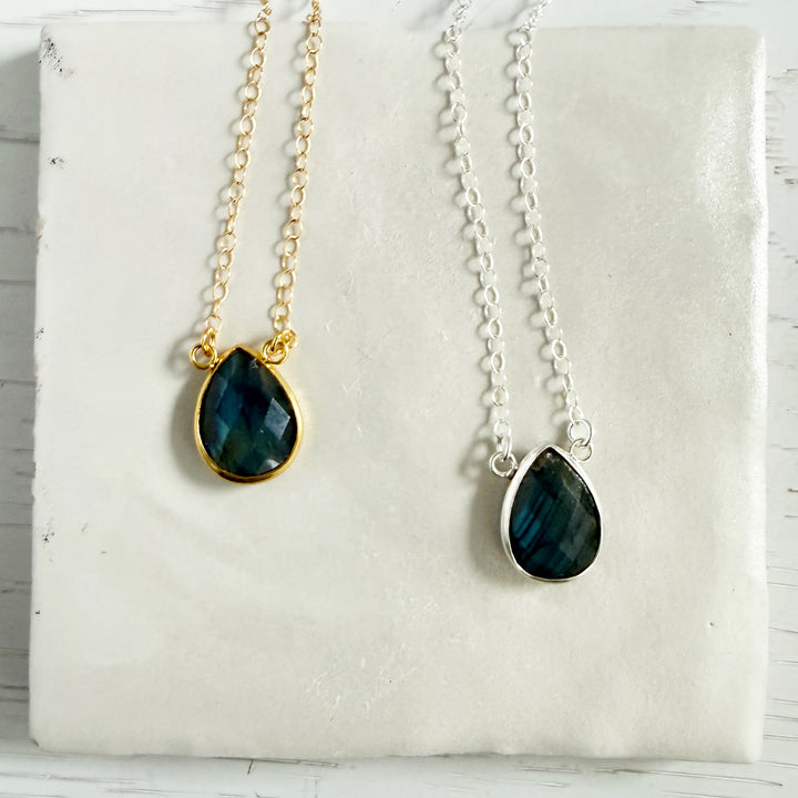 Labradorite Teardrop Bezel Necklace