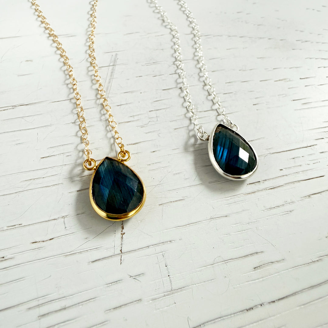 Labradorite Teardrop Bezel Necklace