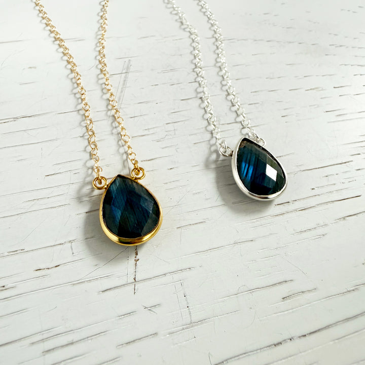 Labradorite Teardrop Bezel Necklace