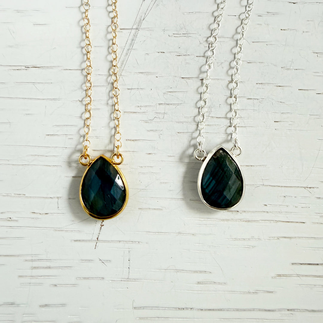 Labradorite Teardrop Bezel Necklace