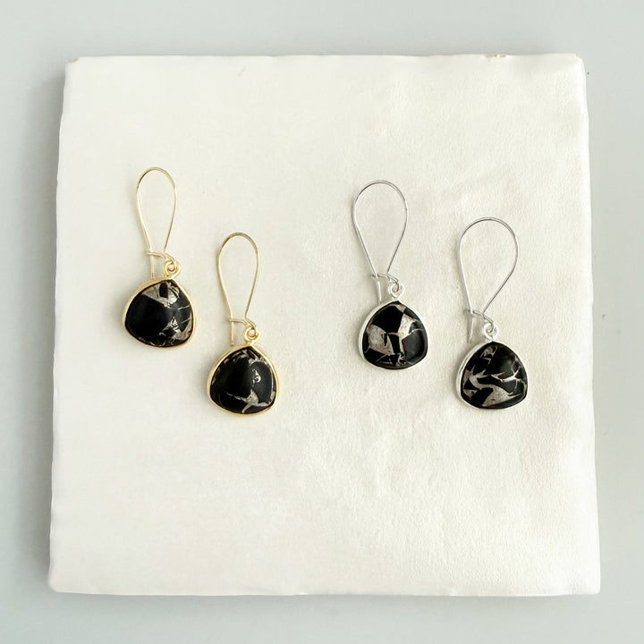 Black Mojave Rounded Triangle Drop Earrings
