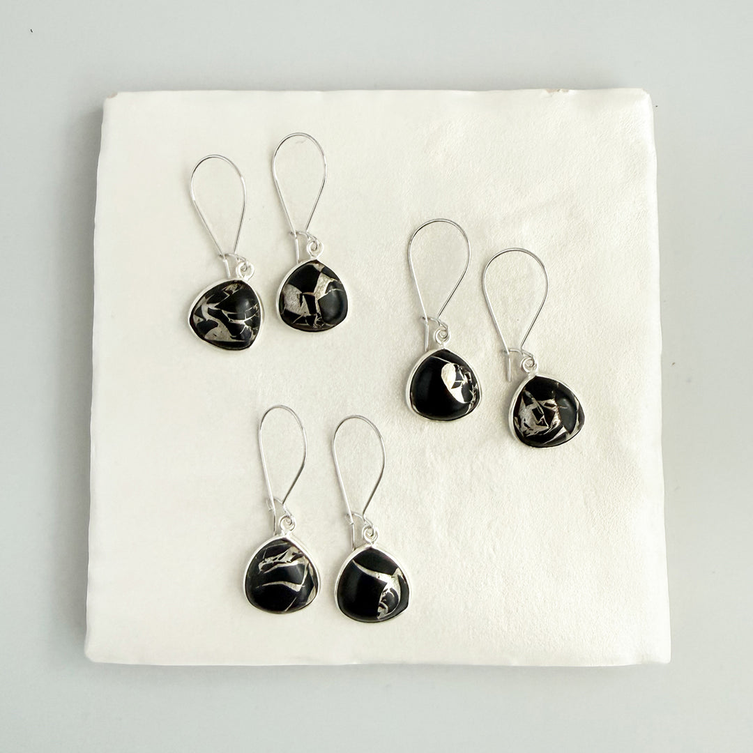 Black Mojave Rounded Triangle Drop Earrings