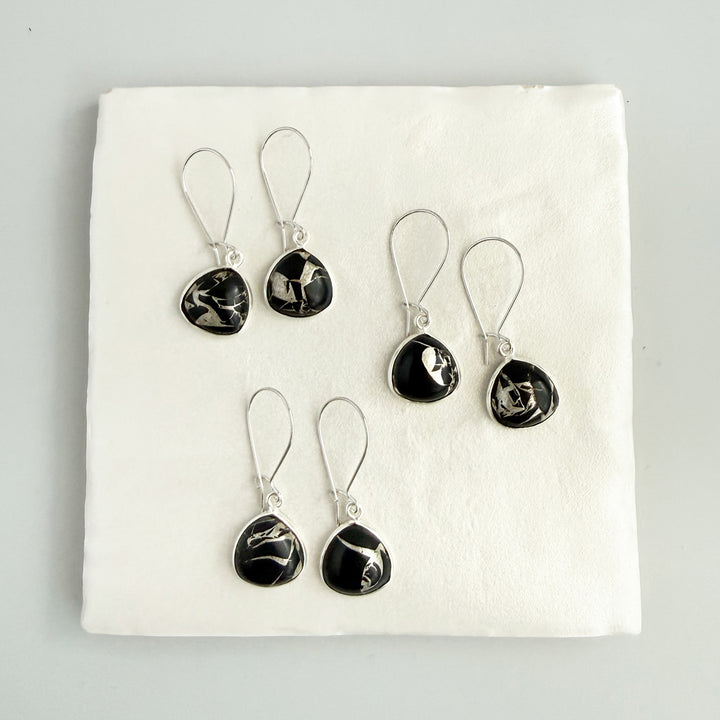 Black Mojave Rounded Triangle Drop Earrings