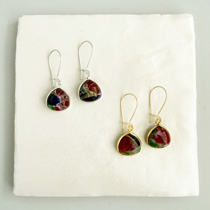 Multi Color Mojave Rounded Triangle Drop Earrings