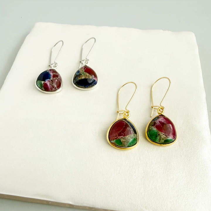 Multi Color Mojave Rounded Triangle Drop Earrings