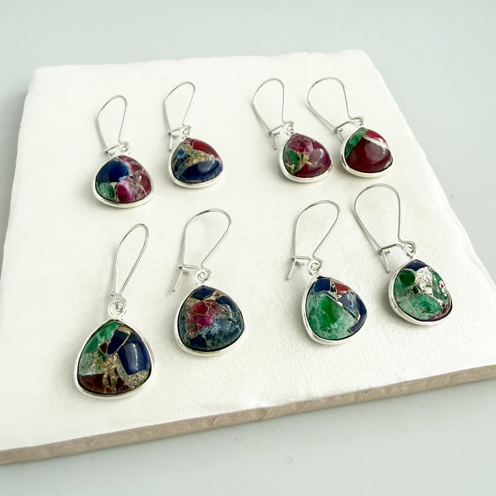 Multi Color Mojave Rounded Triangle Drop Earrings