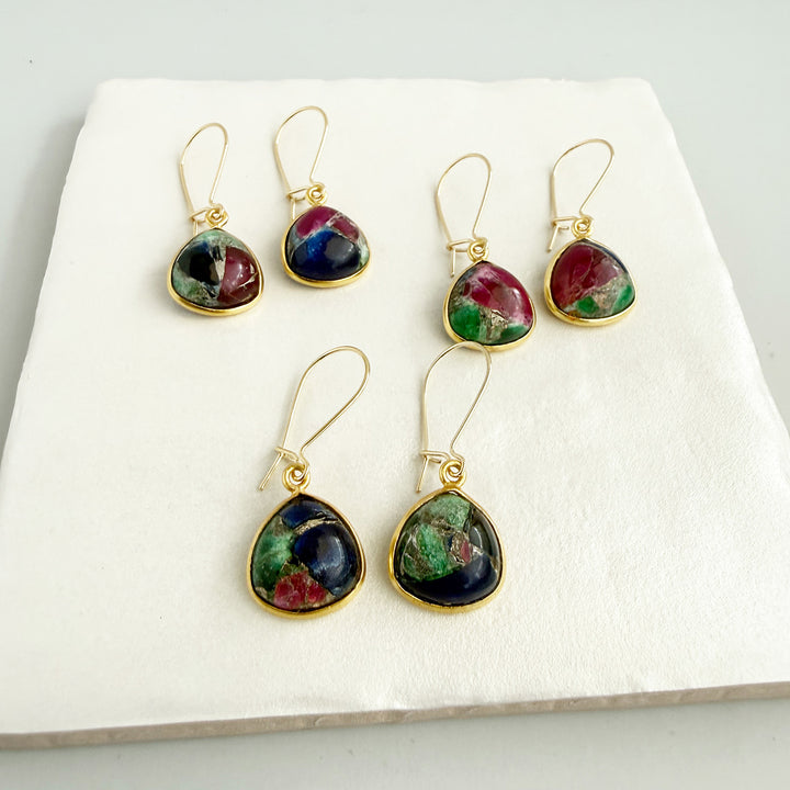 Multi Color Mojave Rounded Triangle Drop Earrings