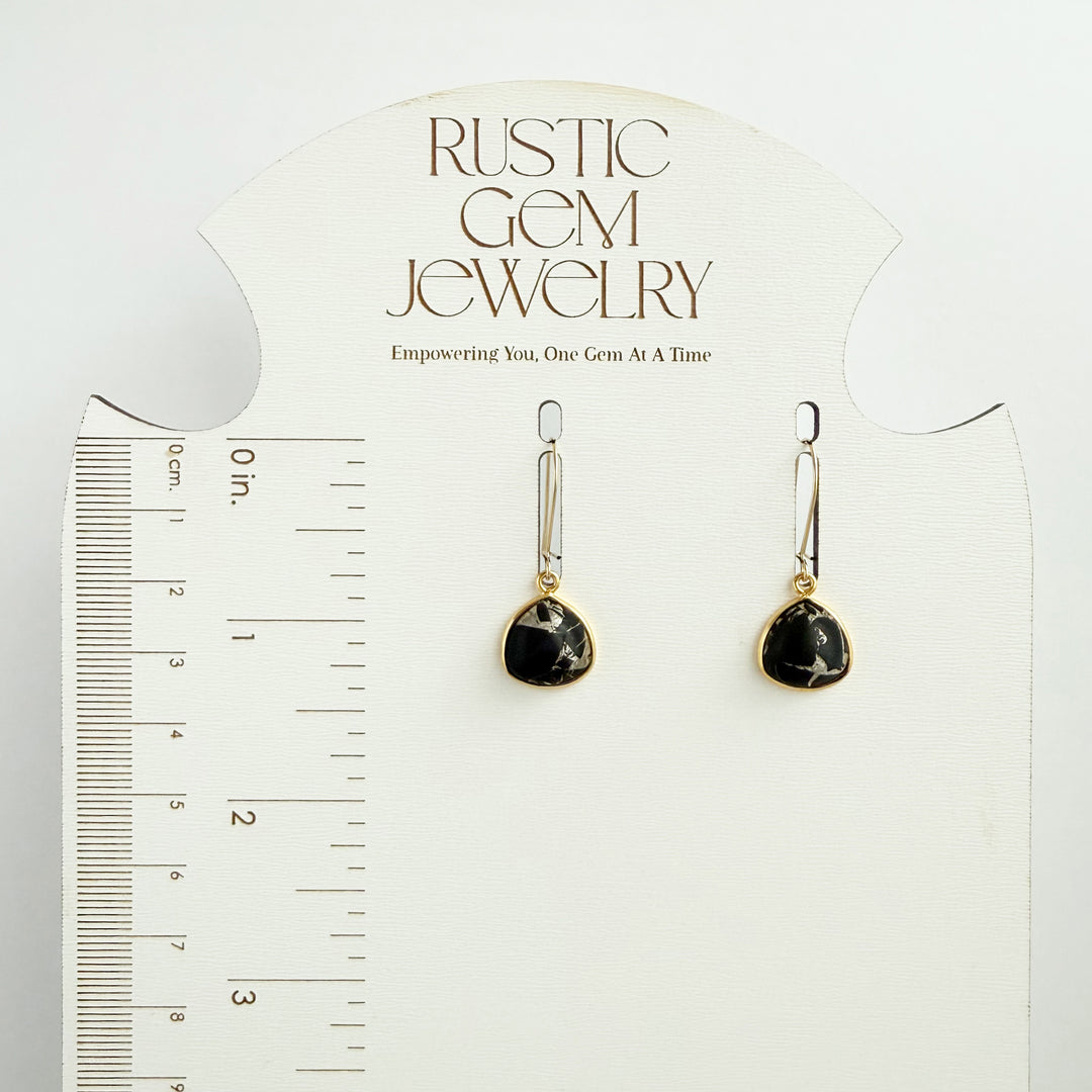 Black Mojave Rounded Triangle Drop Earrings