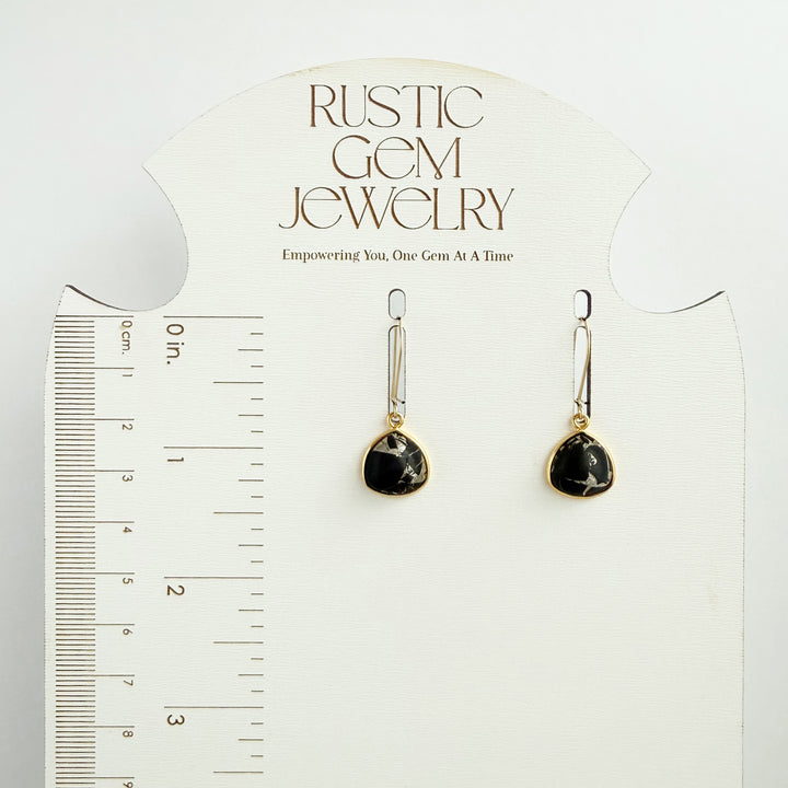 Black Mojave Rounded Triangle Drop Earrings
